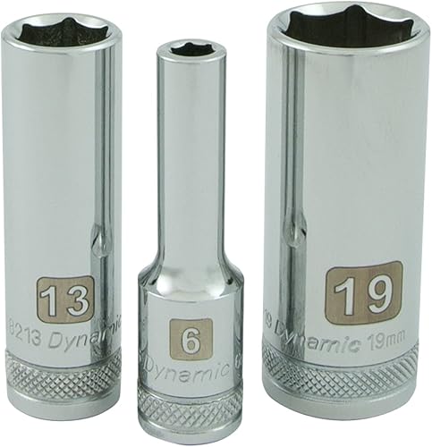 Miniatura 2 de Dynamic Juego de llaves métricas profundas, 14 piezas, 6 puntos, 3/8 pulgadas, 0.236 in - 0.748 in