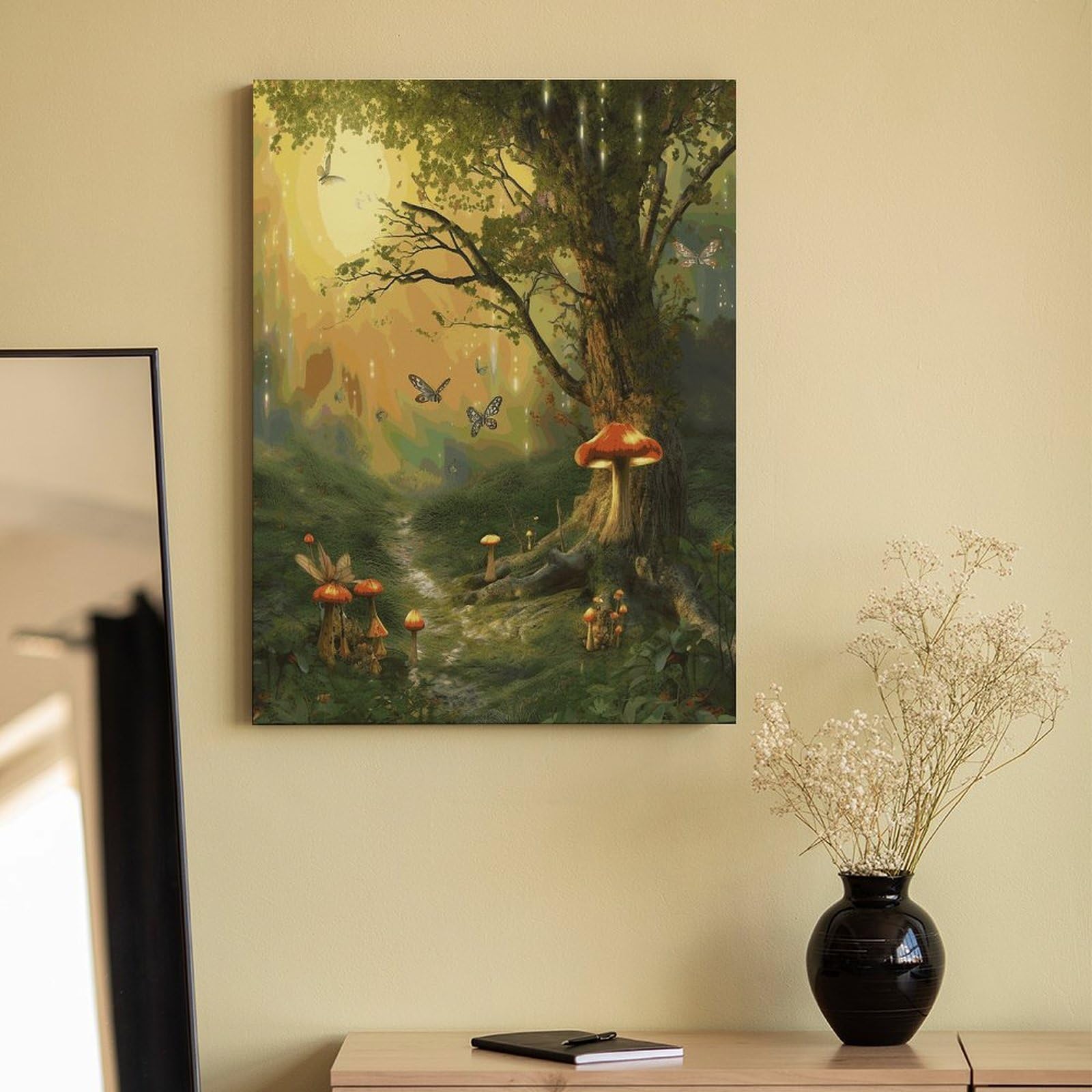 Malen nach Zahlen-Set, Wald mit Feen, Schmetterlingen, Elfen, für Erwachsene, Anfänger, Erwachsene, Malen nach Zahlen, Kits auf Leinwand, DIY-Acryl-Ölfarben, Gemälde mit Pinseln für Geschenk