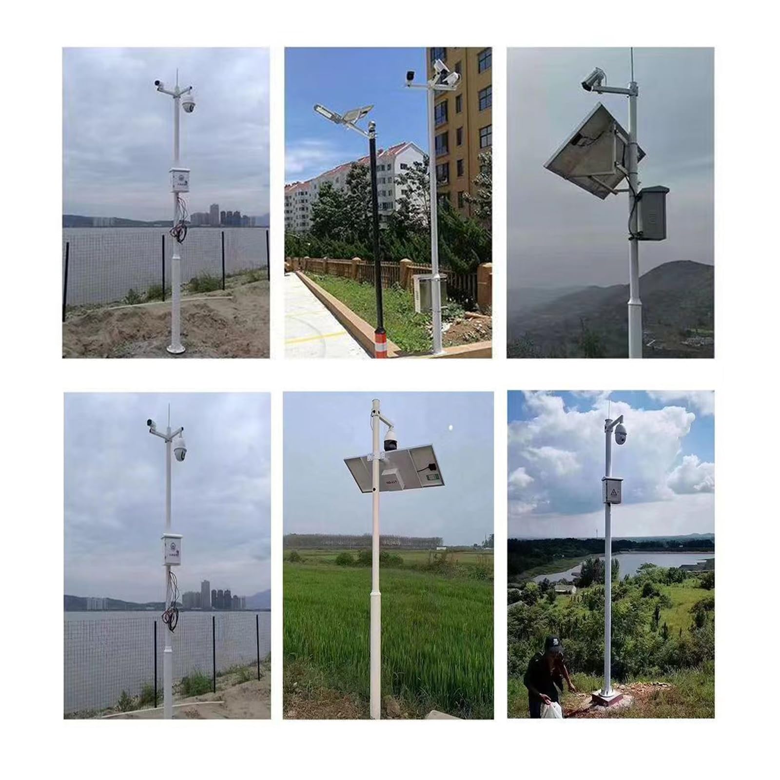 Poteau de caméra de sécurité robuste - Support de fixation facile de 2,5 m avec cage en acier pour la maison, le magasin et l'usine - Support de surveillance durable, résistant aux intempéri