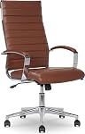 Amazon Basics High-Back chaise de bureau pivotante avec rembourrage Puresoft côtelé - Blanc, Support Lombaire, Style Moderne