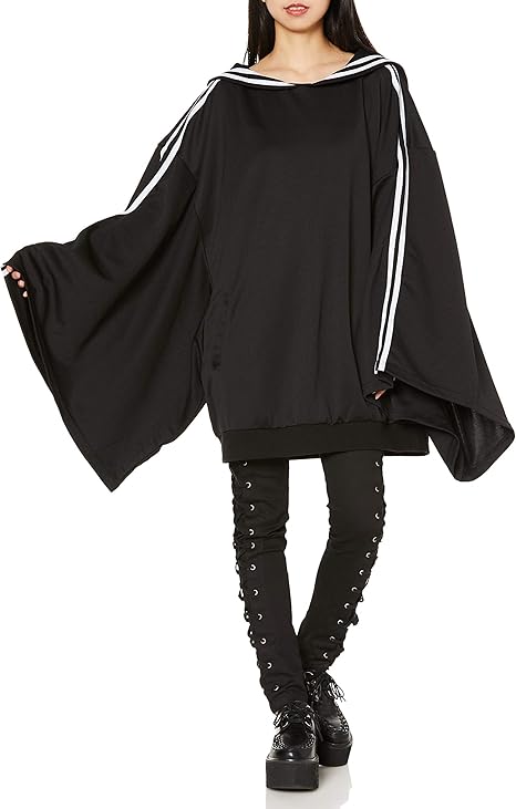 Amazon Co Jp アンコロック Ankorock キモノ袖プルオーバーセーラージャージ アバンギャルドジャージー スーパービッグ aw ブラック Onesize ファッション