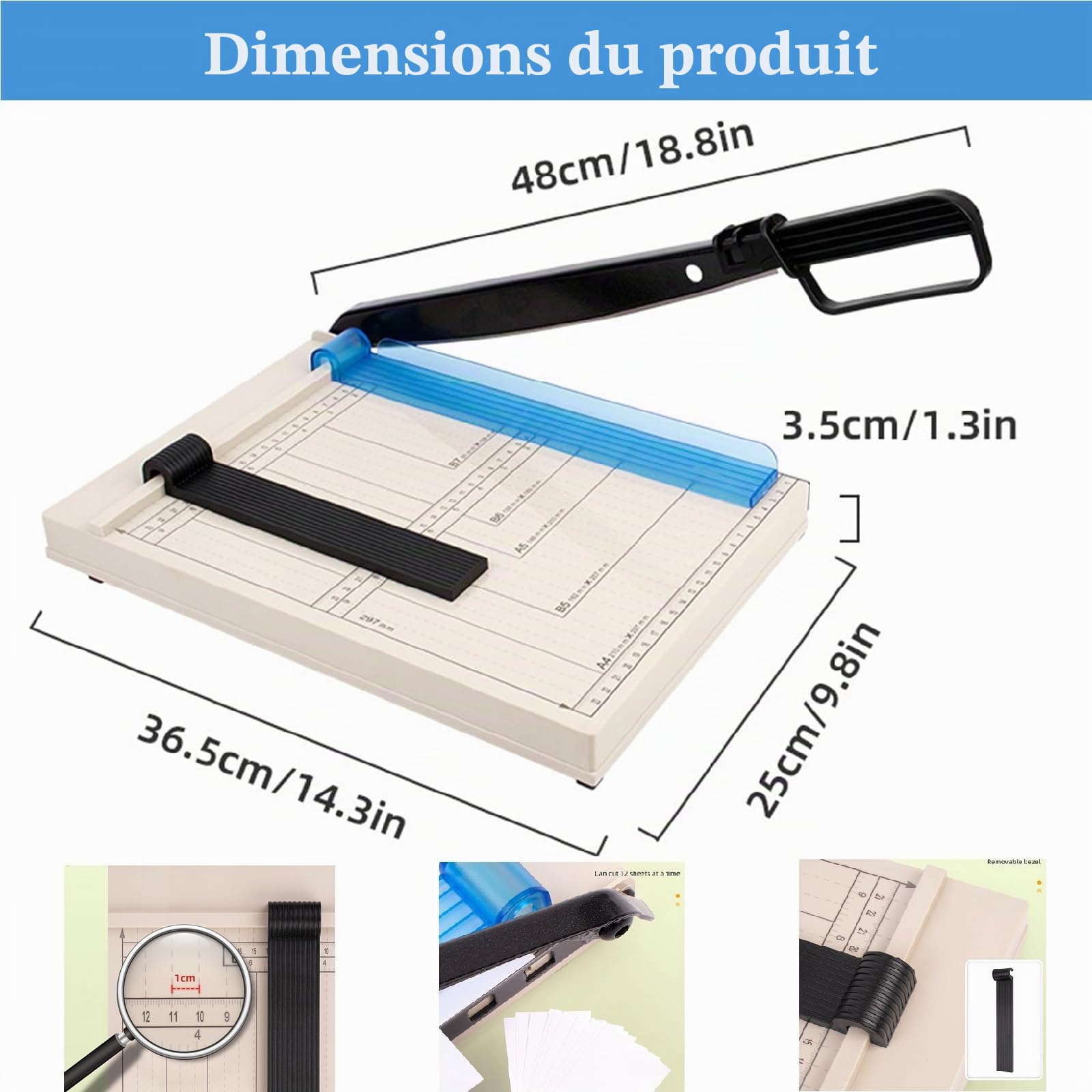 Coupe-Papier Précis - 12 Longueurs de Coupe, Capacité de 12 Feuille, Pour Papier et Carton, Vinyle
