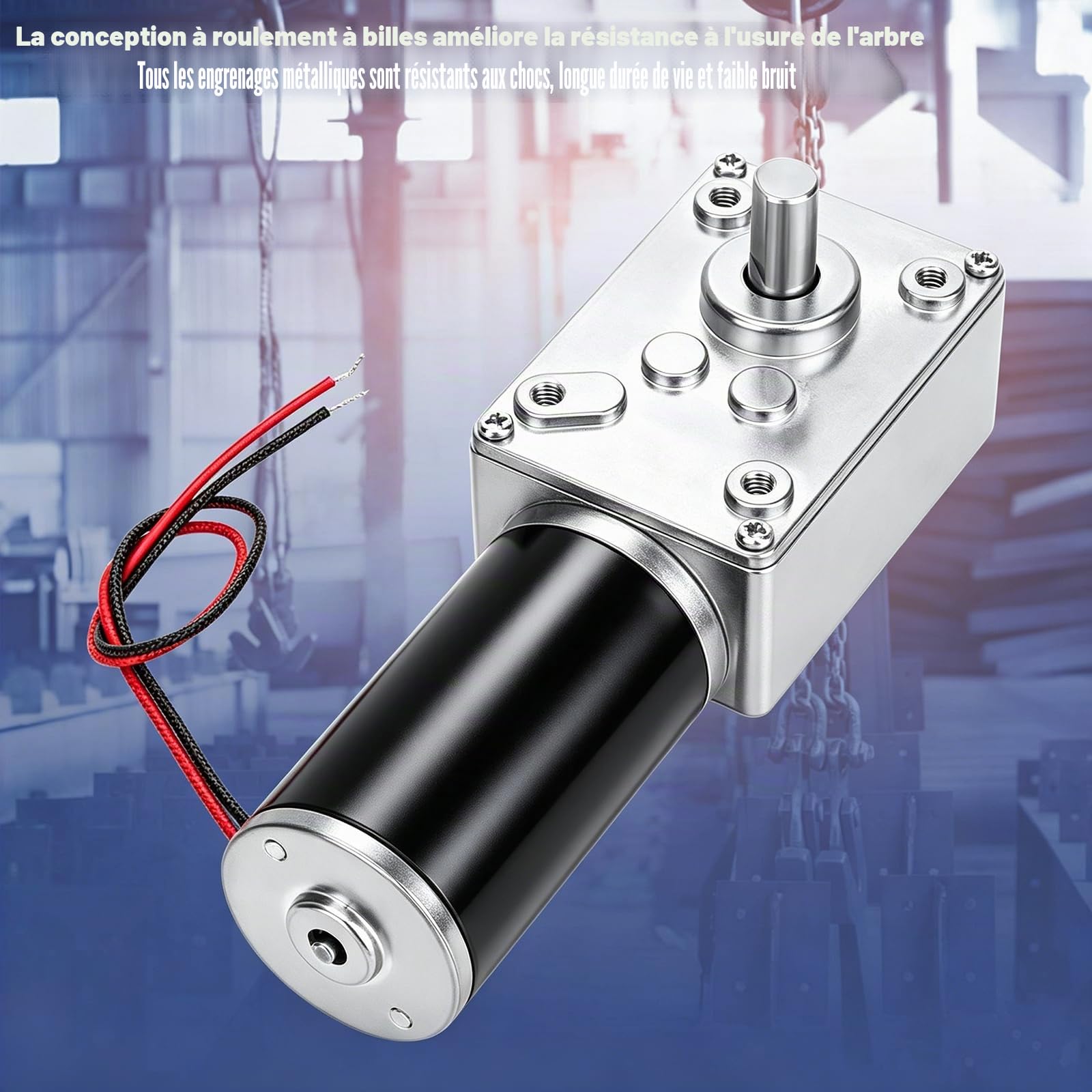 Moteur À Engrenage À Vis Sans Fin 10-400 Tr/Min, 12VDC Moteur Réversible À Vitesse Réduite À Couple Élevé, Boîte de Vitesses Électrique Avec Arbre en D, pour Rc, Jouets Électroniques (12V 10RPM)