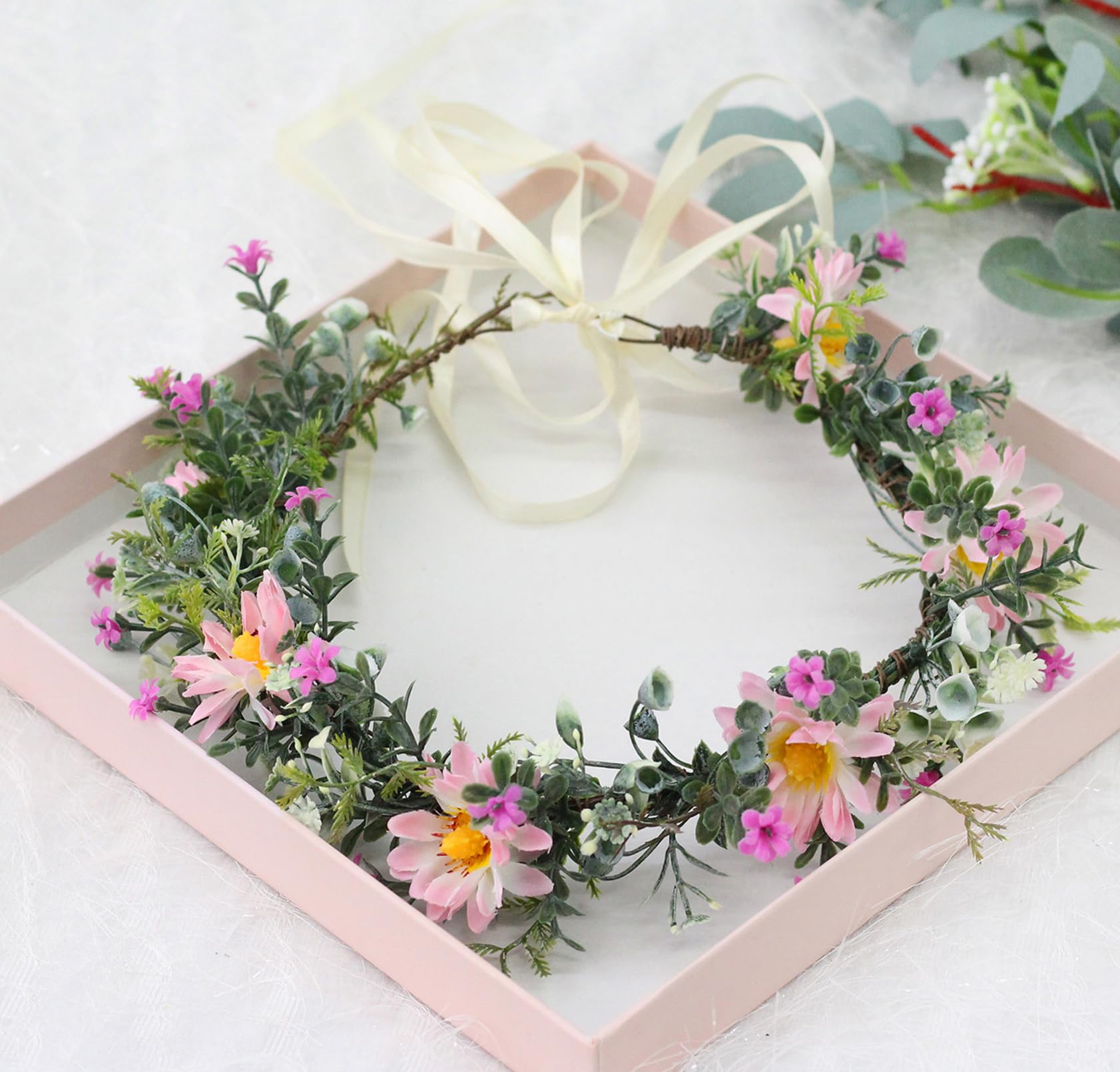 Five Floral wedding head wreaths Wedding Head Wreath, Crown, Hoop, Wall Wreath, Halo, Boho  main image 2