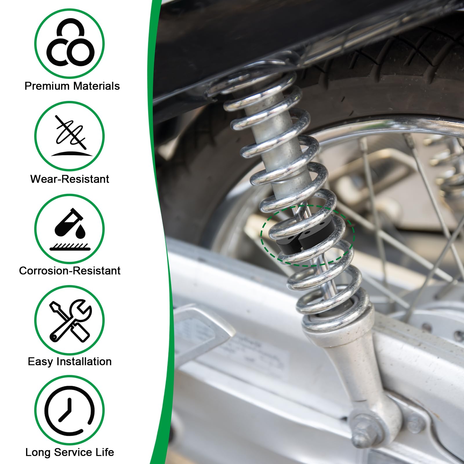 8 limitatori di corsa a molla, limitatore di corsa universale da 13 mm con 6 posizioni regolabili per sospensioni anteriori o posteriori, clip di arresto per sospensioni auto, paracolpi in gomma