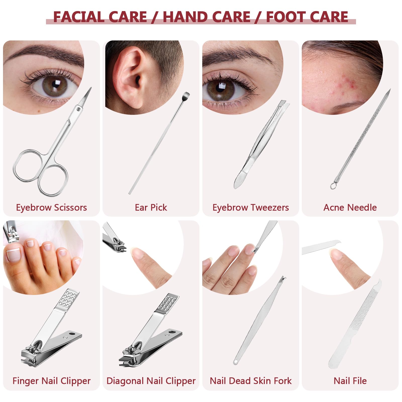 Therwen 24 zestawy prezent dziękuję, zestaw do manicure, obcinacz do paznokci, 8 w 1, zestaw do pielęgnacji paznokci ze stali nierdzewnej, profesjonalny zestaw do pedicure, profesjonalne narzędzie do