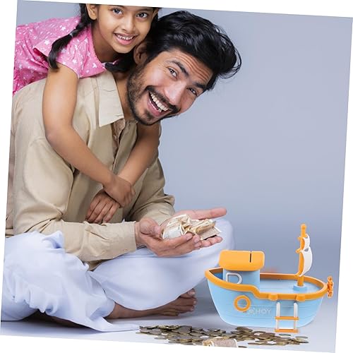 Miniatura 3 de ibasenice Alcancía pirata Alcancias de Dinero para adultos Novedad Hucha Modelo Pirata Cambio de Jarra Chica Juguetes Alcancías Niños Velero Niño