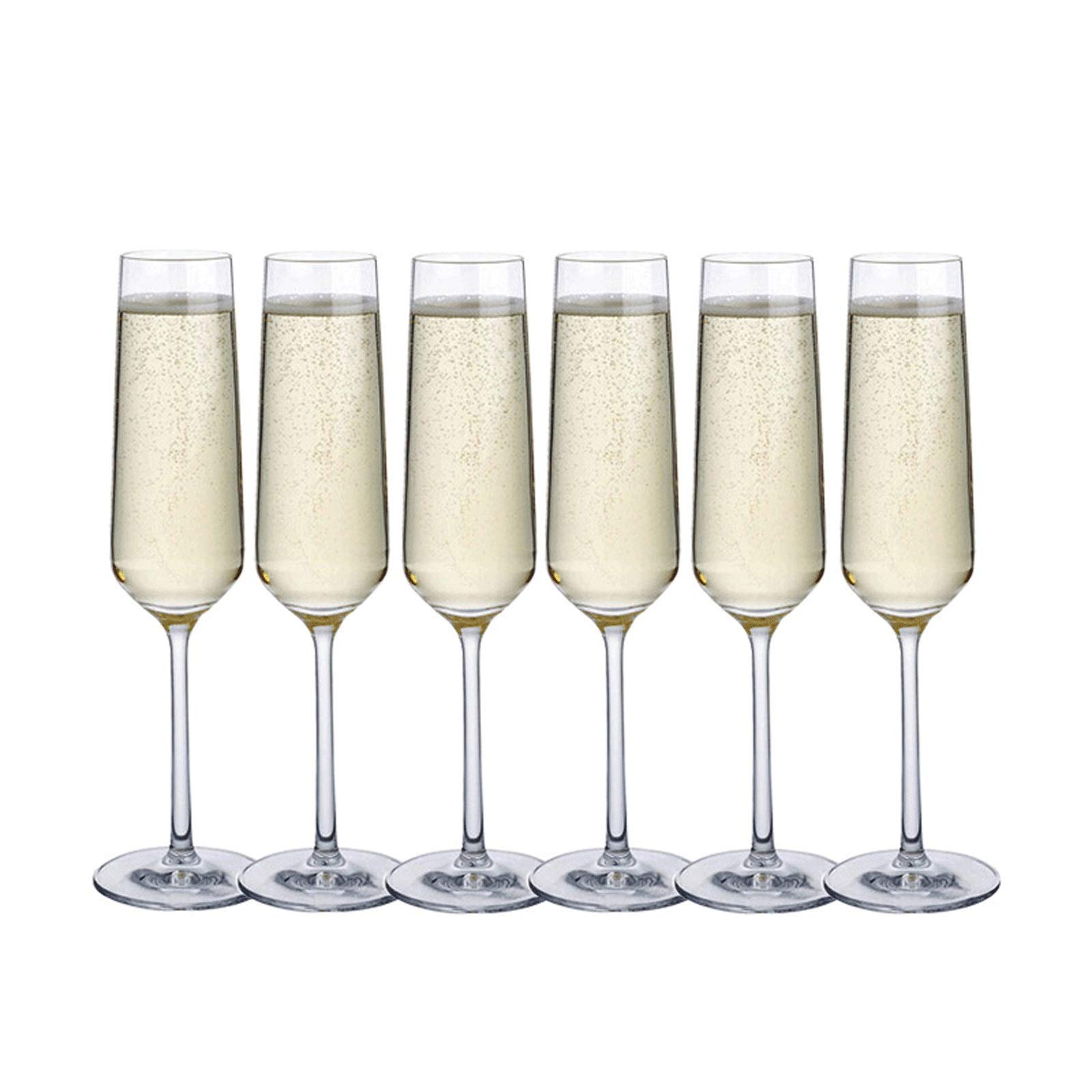 Flûtes à champagne Flûtes à champagne en verre soufflé à la main, verres à vin classiques, verres en cristal de luxe sans plomb - Verres à pied en forme de flûte de 240 ml - 6 pièces. Verres à Champa