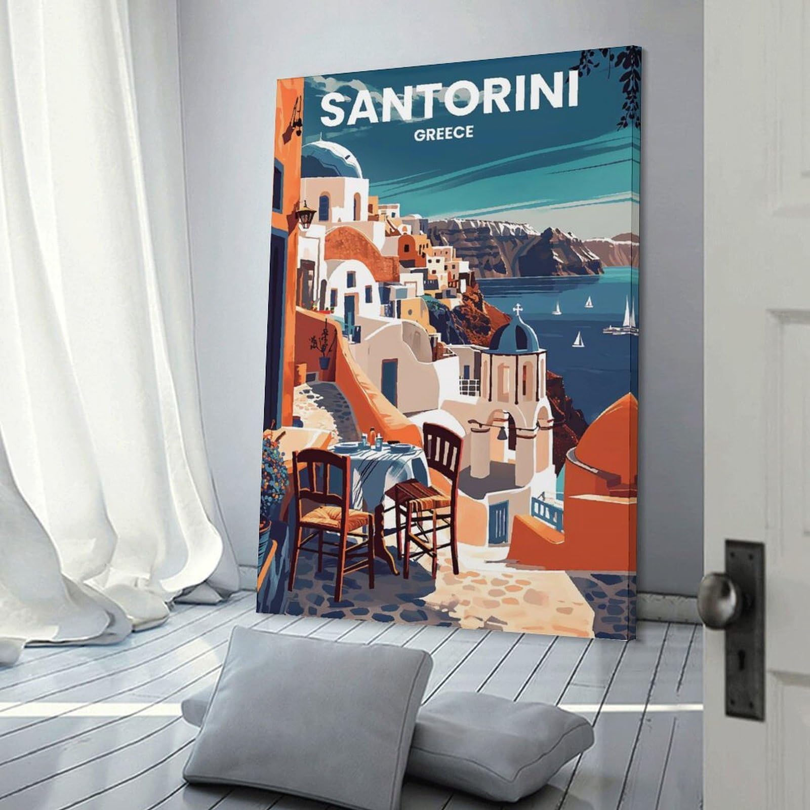 Junmoney Santorini Greece(6) Wall Art Print 20x30inch(50x75cm), for Living Room, Bedroom Or Home Office, Thoughtful Wall Decor for Art Lovers