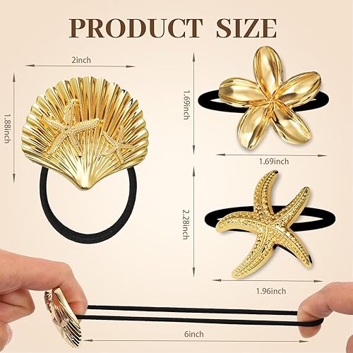 Miniatura 3 de 3 ligas doradas para el cabello, ligas metálicas para cabello grueso, diseño geométrico elegante y duradero, accesorios para el cabello dorado,