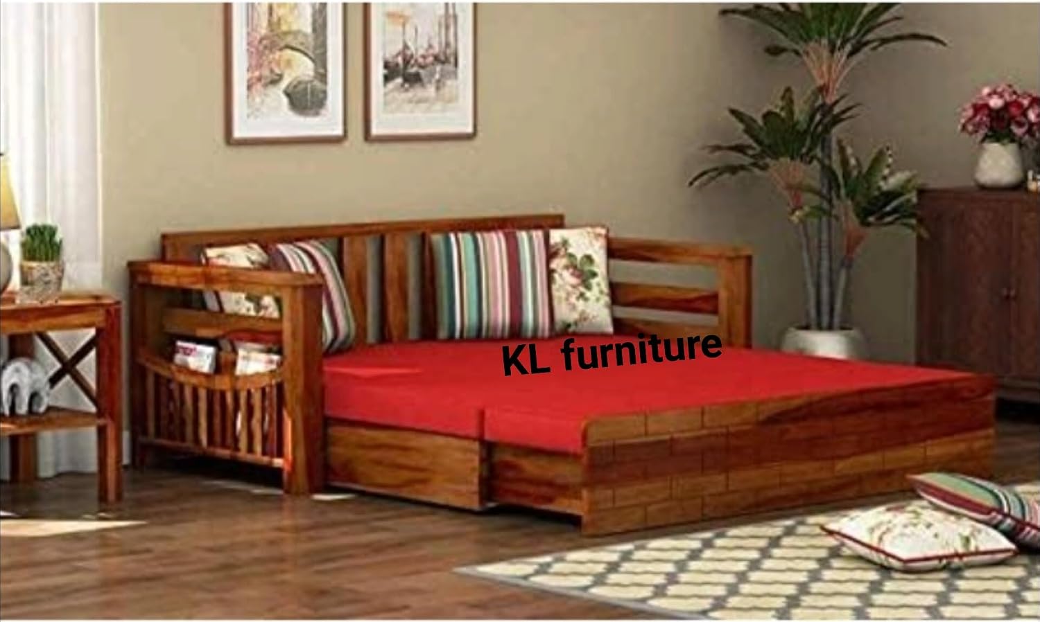 KL Furniture™ Solid Sheesham Wood Sofa Cum Bed for Home | Sofa Cums Bed ...