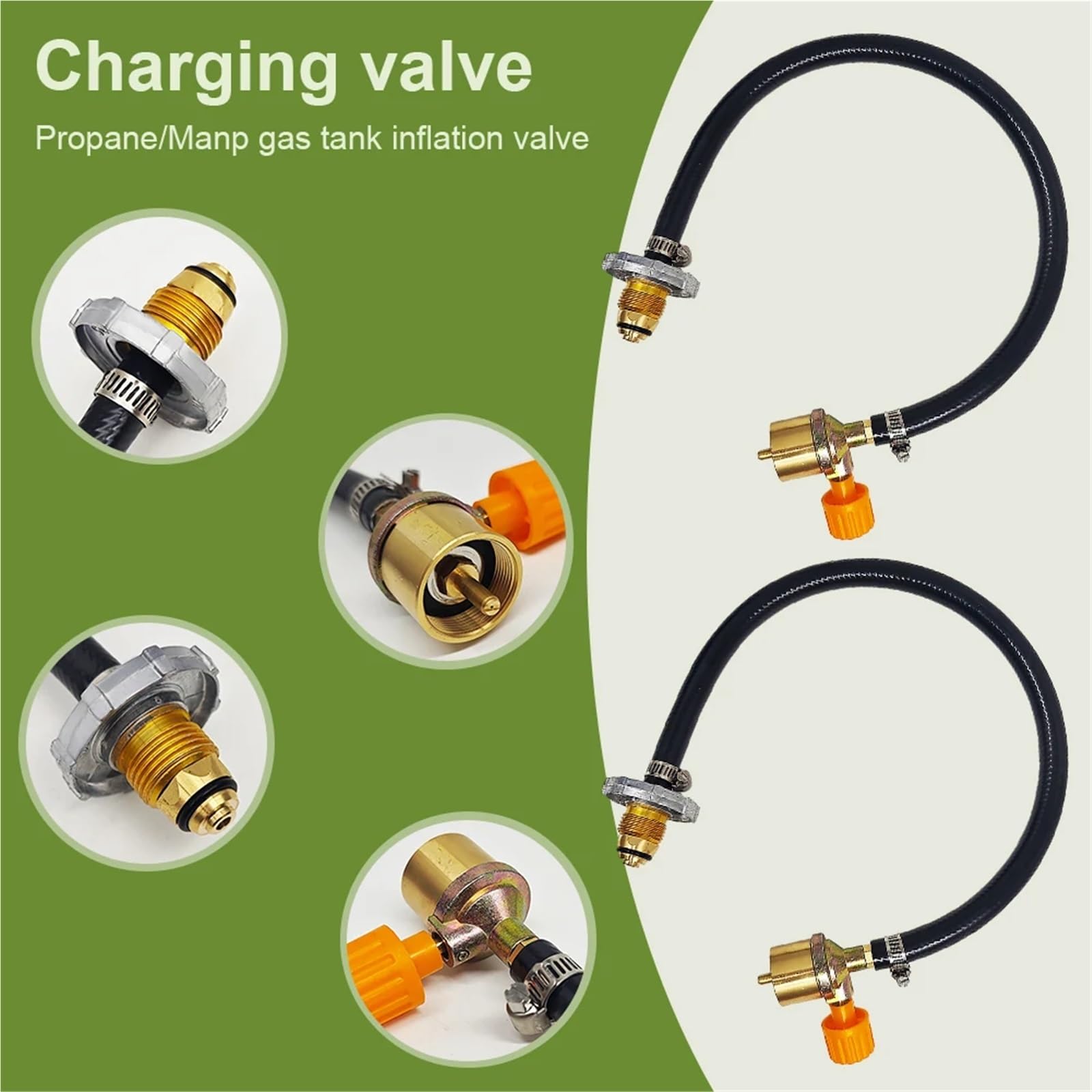 Adaptador de manguera cilíndrica para estufa de gas, adaptador de recarga de propano con manguera de conexión de válvula de control de encendido y apagado