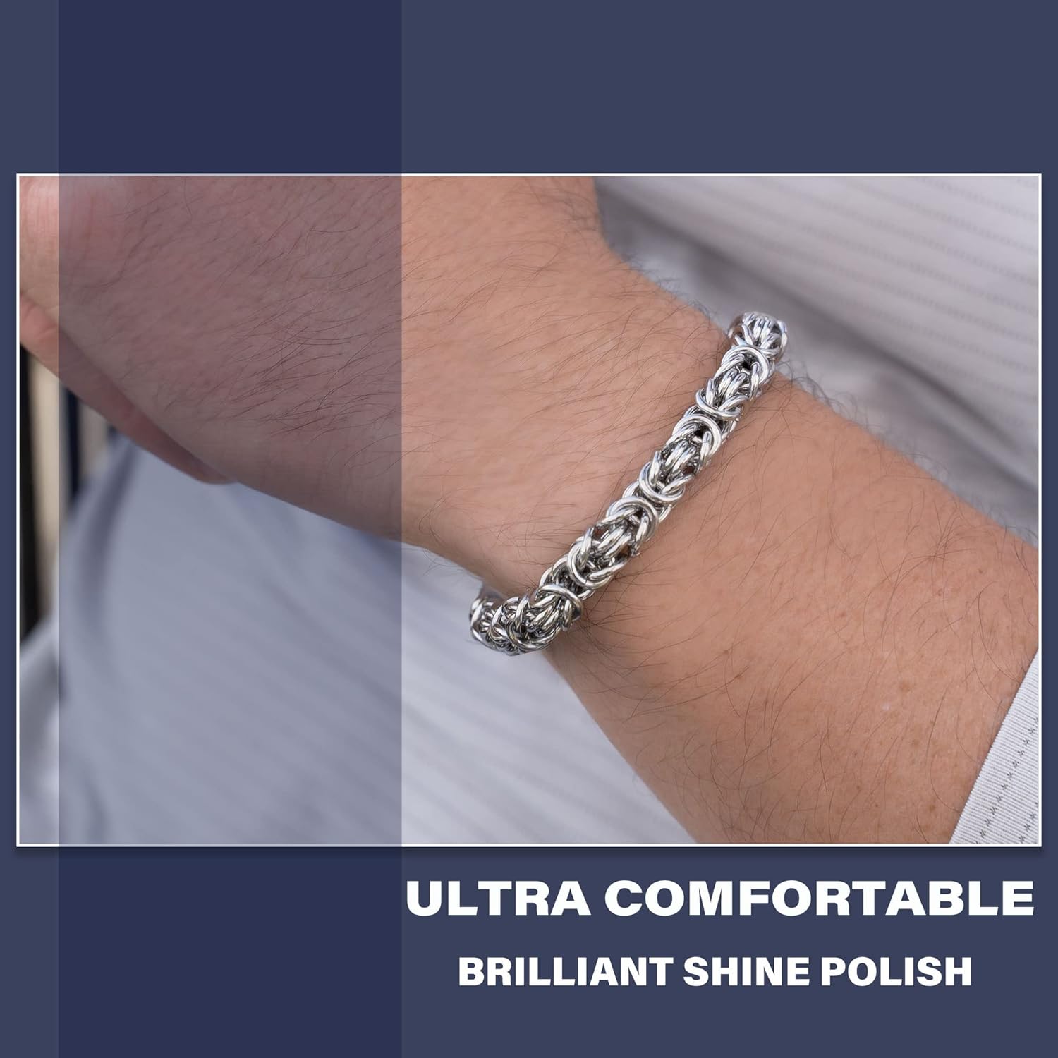 Divoti Handmade Stainless Steel Byzantine Chain Bracelet for Men | Round Mesh Design | Secure Lobster Claw Clasp Lock | Hypoallergenic, Durable Stylish, Comfortable & Waterproof Jewelry - Image 4