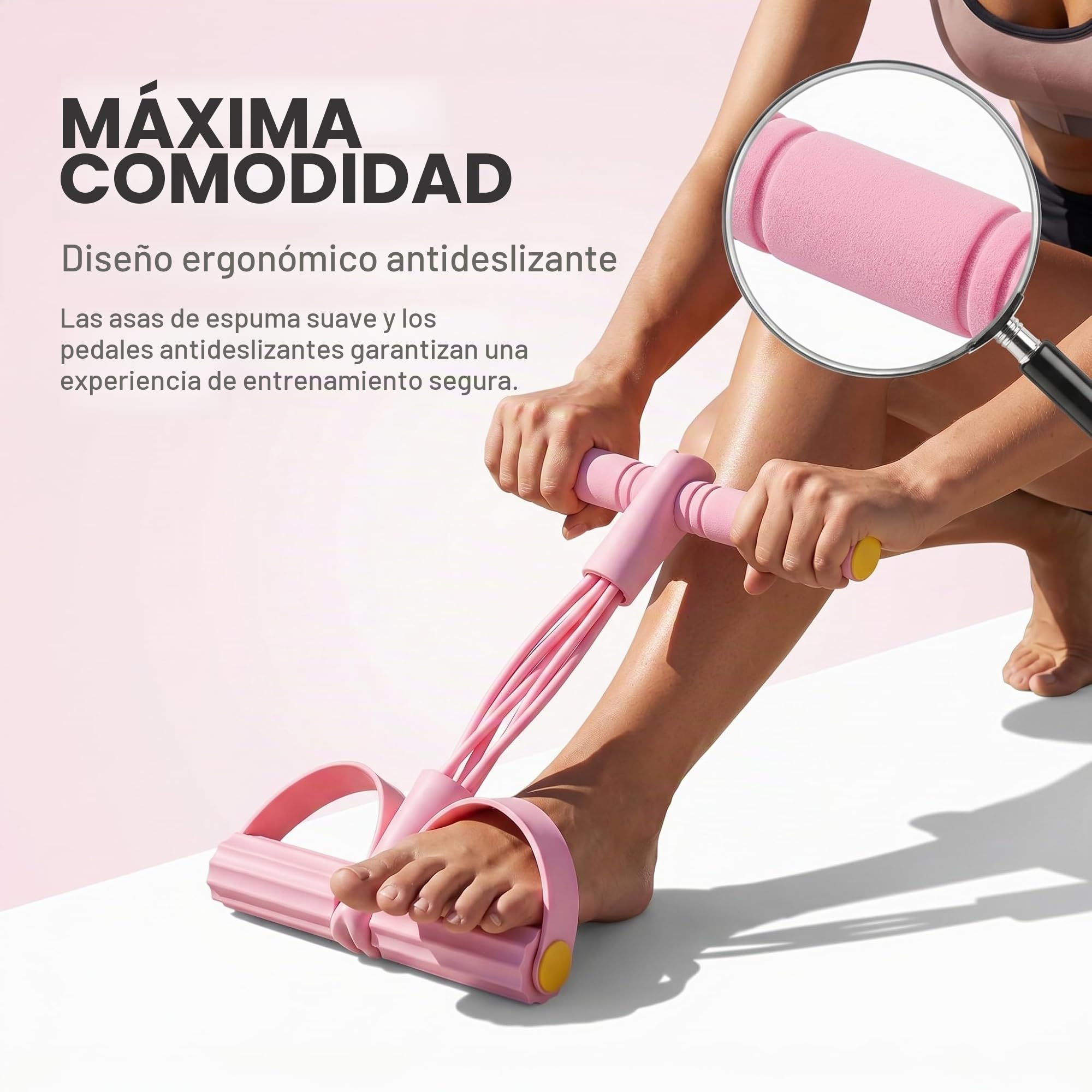 Banda de resistencia para pilates, bandas de resistencia de fitness con pedal de extracción de tobillo, cuerda elástica rosa para ejercicio, 6 tubos