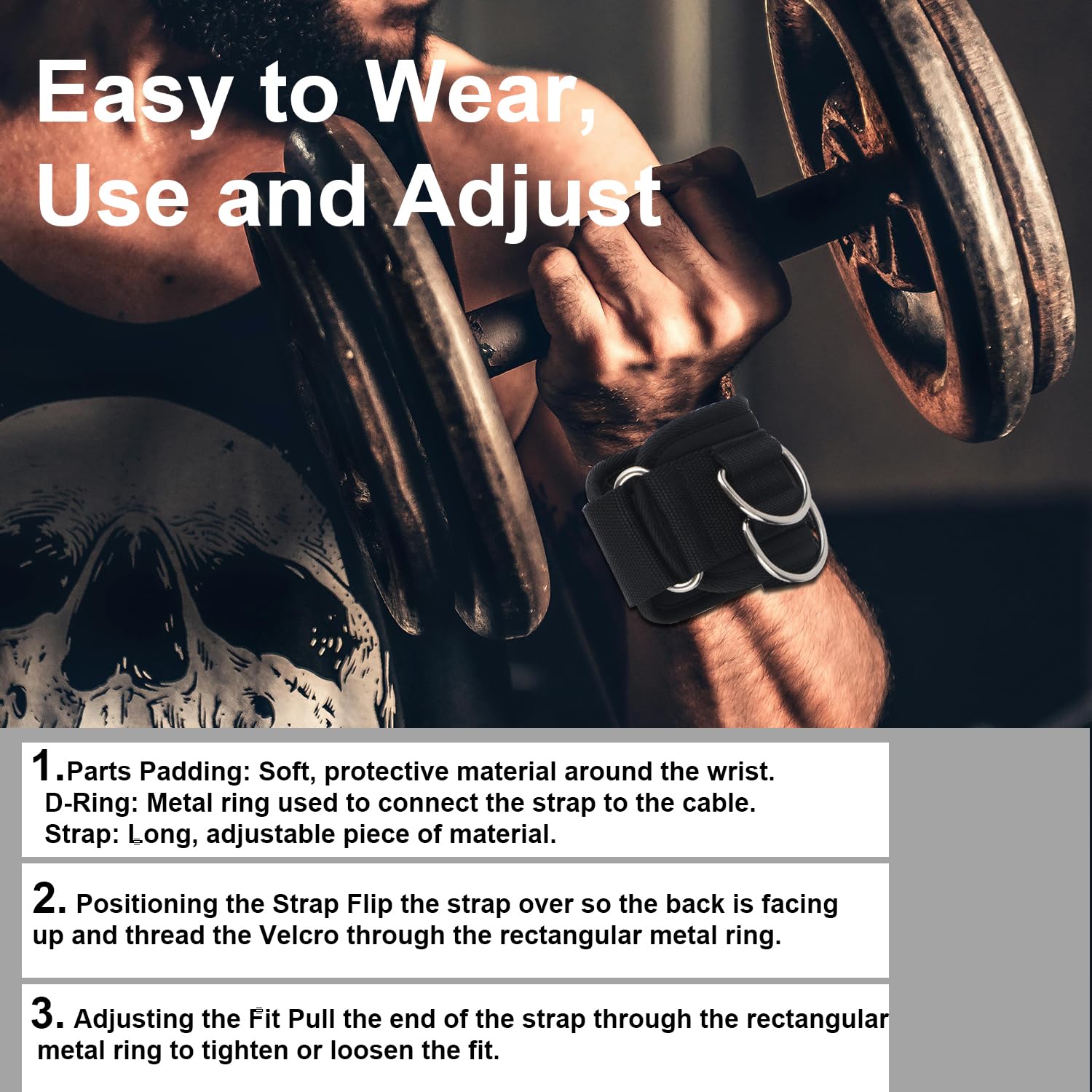 Weightlifting Straps With D Ring, Premium Wrist Straps For Deadlifting - View #2