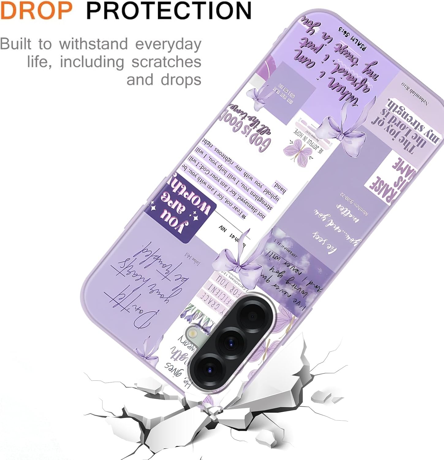 Phone Case for Samsung Galaxy A57 6.7", Bible Verse Christian Design Purple Bow Aesthetic Girly Pretty Case Soft Silicone Protective Cover for Girls Women image 4