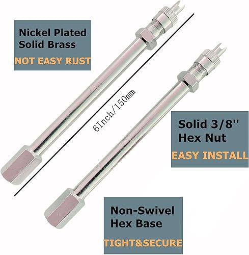 Miniatura 9 de Extensores de vástago de válvula de doble rueda de 3 pulgadas, juego de 2 piezas, resistentes, de metal recto, 3.150 in, extensiones de vástago de