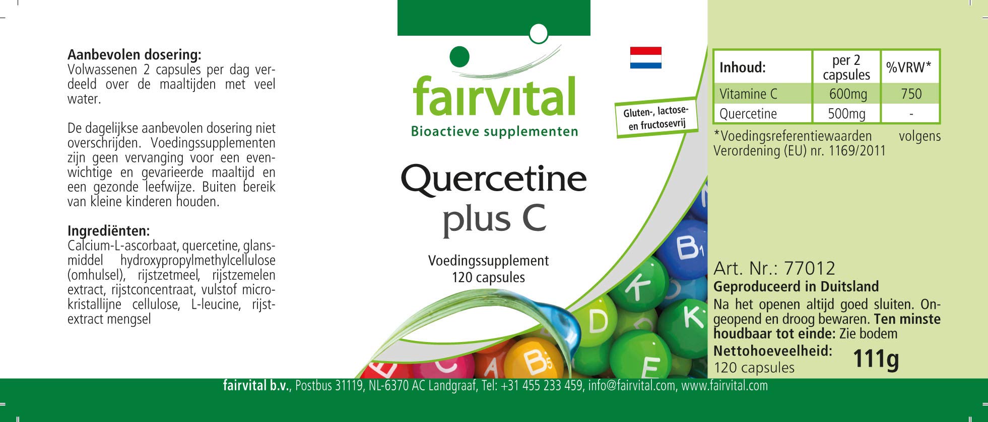 fairvital Quercetin Kapseln mit Vitamin C, 120 Kapseln, HOCHDOSIERT, 250mg Quercetin plus 300mg Vitamin C pro Kapsel, VEGAN, Antioxidans (Packung mit 2)