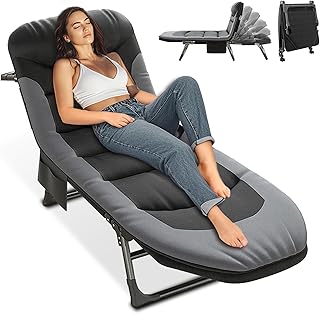 Cama de camping plegable XXL, tumbona de camping, extra ancha, 190 x 65 x 30 cm, cama de camping plegable ligera, tumbona de jardín de 6 posiciones, respaldo ajustable, tumbona para carpas para