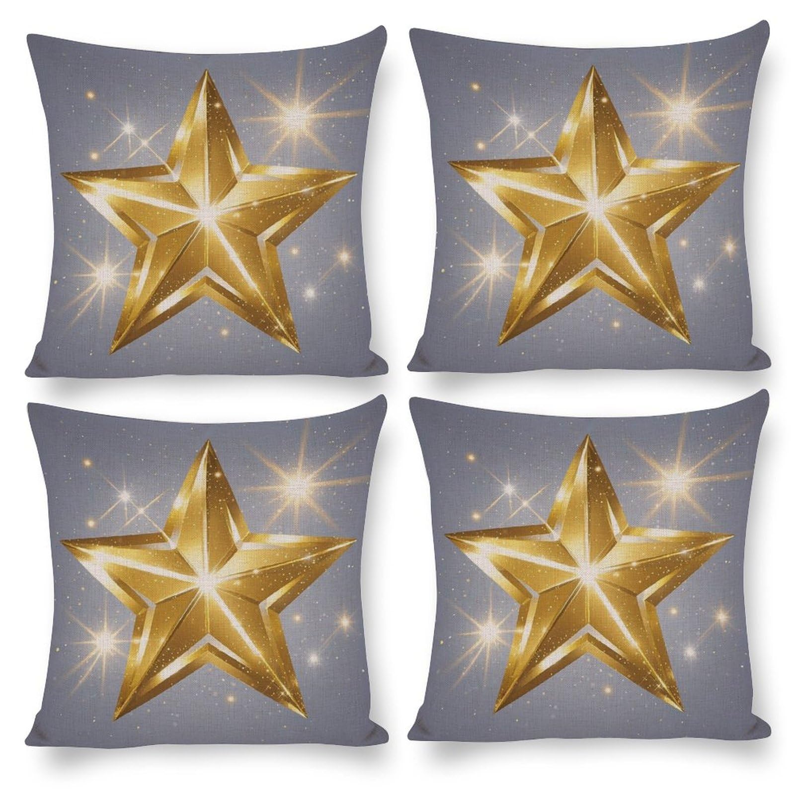 Housse de coussin carrée imprimée étoiles dorées salon chambre maison
