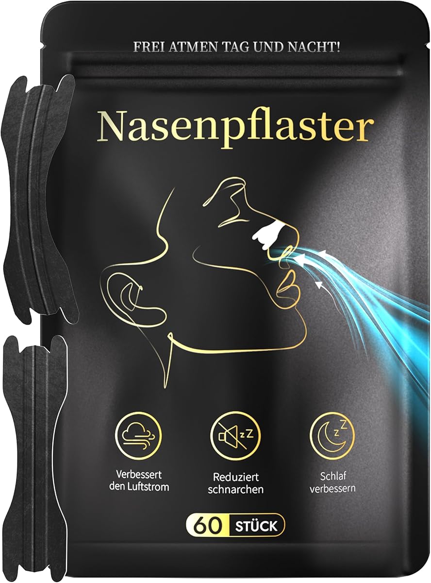 Nasenpflaster Nasal Strips Anti Schnarch Nose Strips Nasenpflaster Schnarchen Nasen Tape Besser Atmen Schnarchpflaster Besser Atmen Nasenstrips 60 Stück für Erkältete Verstopfte Nase & Sport