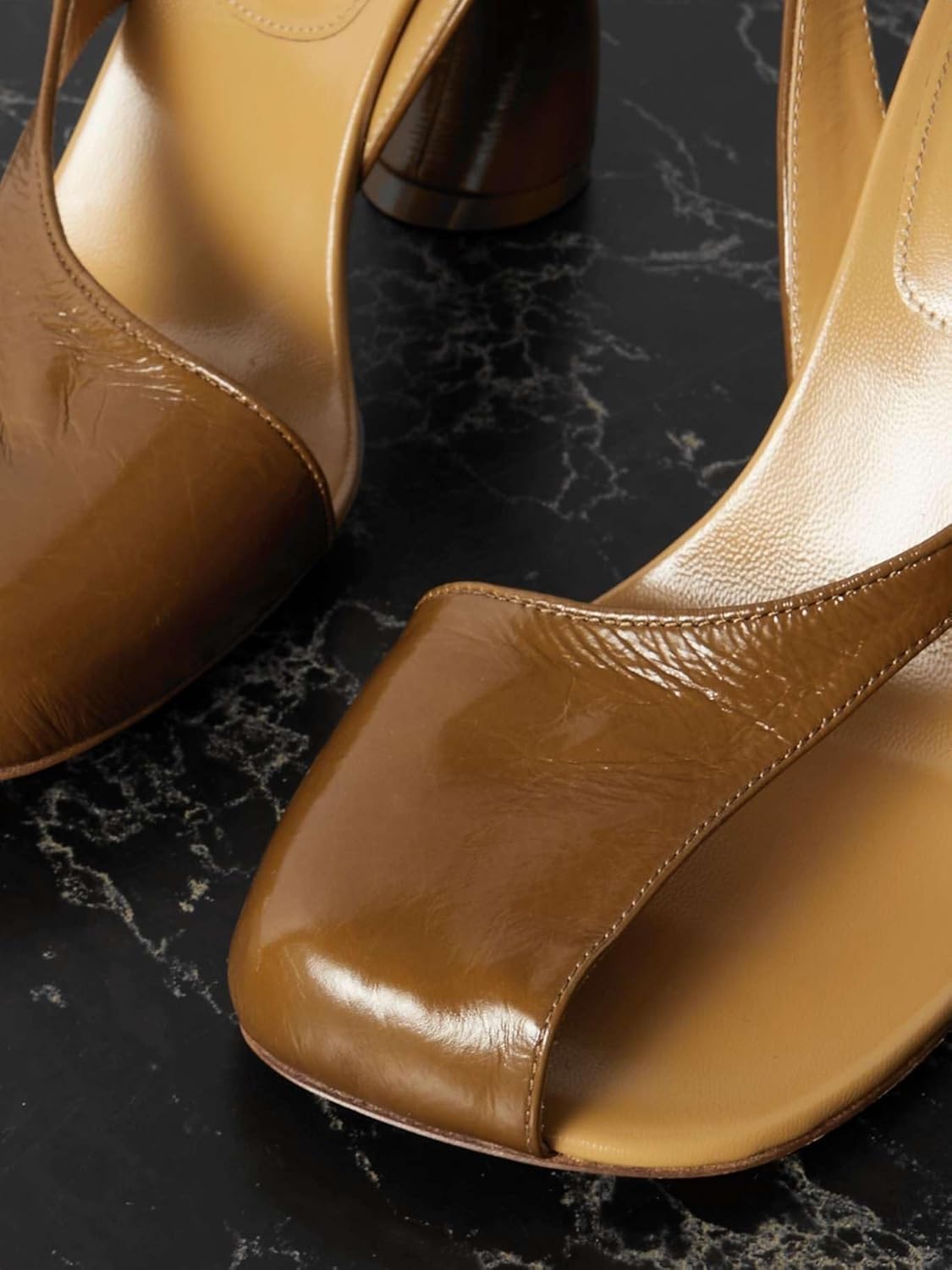 Vertundy Women's Flip Flop Heels High Heeled Sandals Leather Chunky Square Toe Adjustable Ankle Strap Buckle Dress Fashion Thong Brown Sandals - Image 7