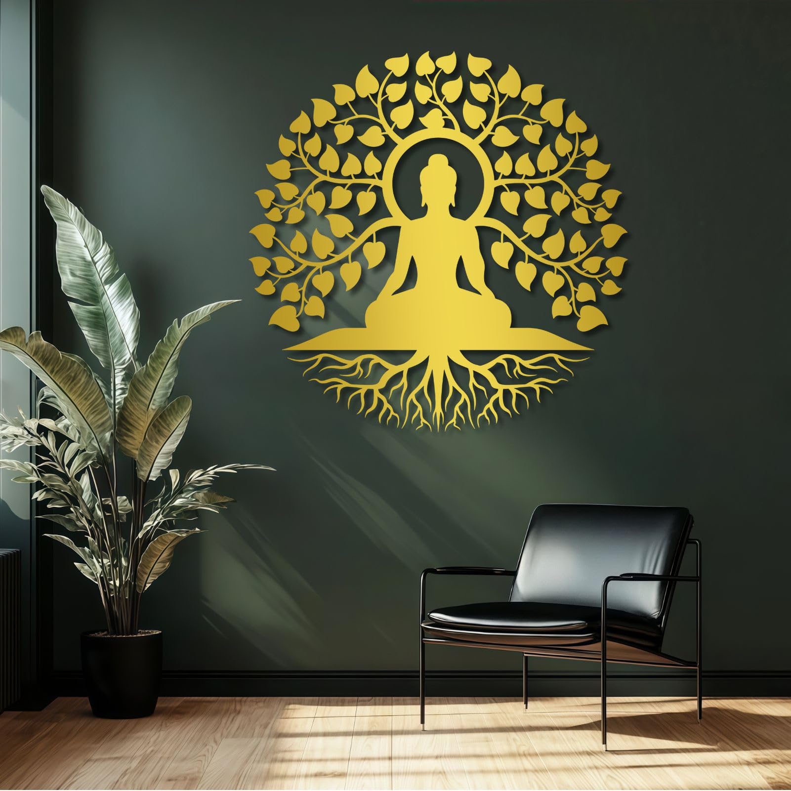 Décoration murale en métal Bouddha pour chasser le stress du salon