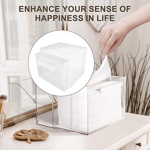 Miniatura 9 de Pilipane Caja de almacenamiento para toallas faciales, contenedor de acrílico para toallas faciales con cajón para tocador de baño