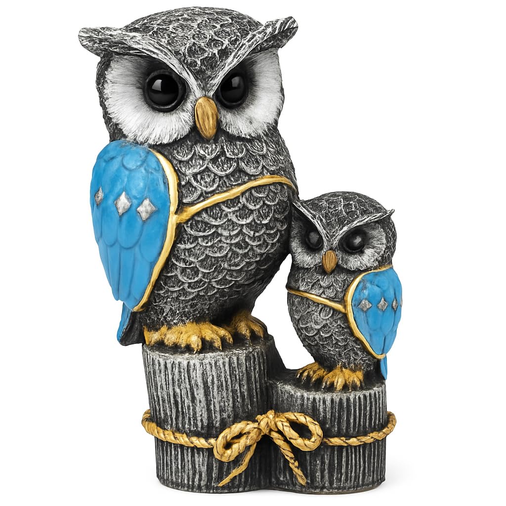 Statues de hibou sage HOME GENIE en résine - Cadeau idéal décoration maison