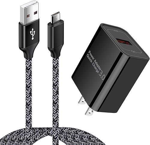 Cargador de pared 3.0 de carga rápida adaptable, bloque de carga rápida, cable de carga Android compatible con Samsung Galaxy S7S6 EdgeJ3J7, LG