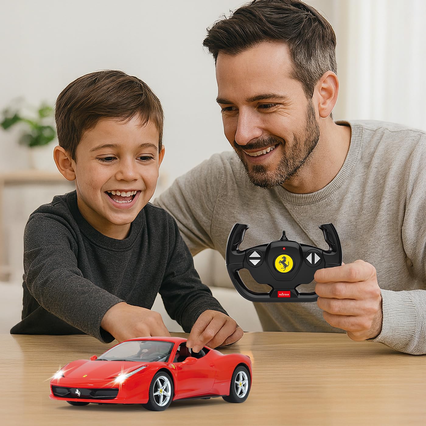JAMARA 404305 - Ferrari 458 Italia 1:14 2,4 GHz - oficjalnie licencjonowany, do 1 godziny jazdy przy 11 km/h, LED, idealnie odtworzone szczegóły, szczegółowe wnętrze, wysokiej jakości wykonanie