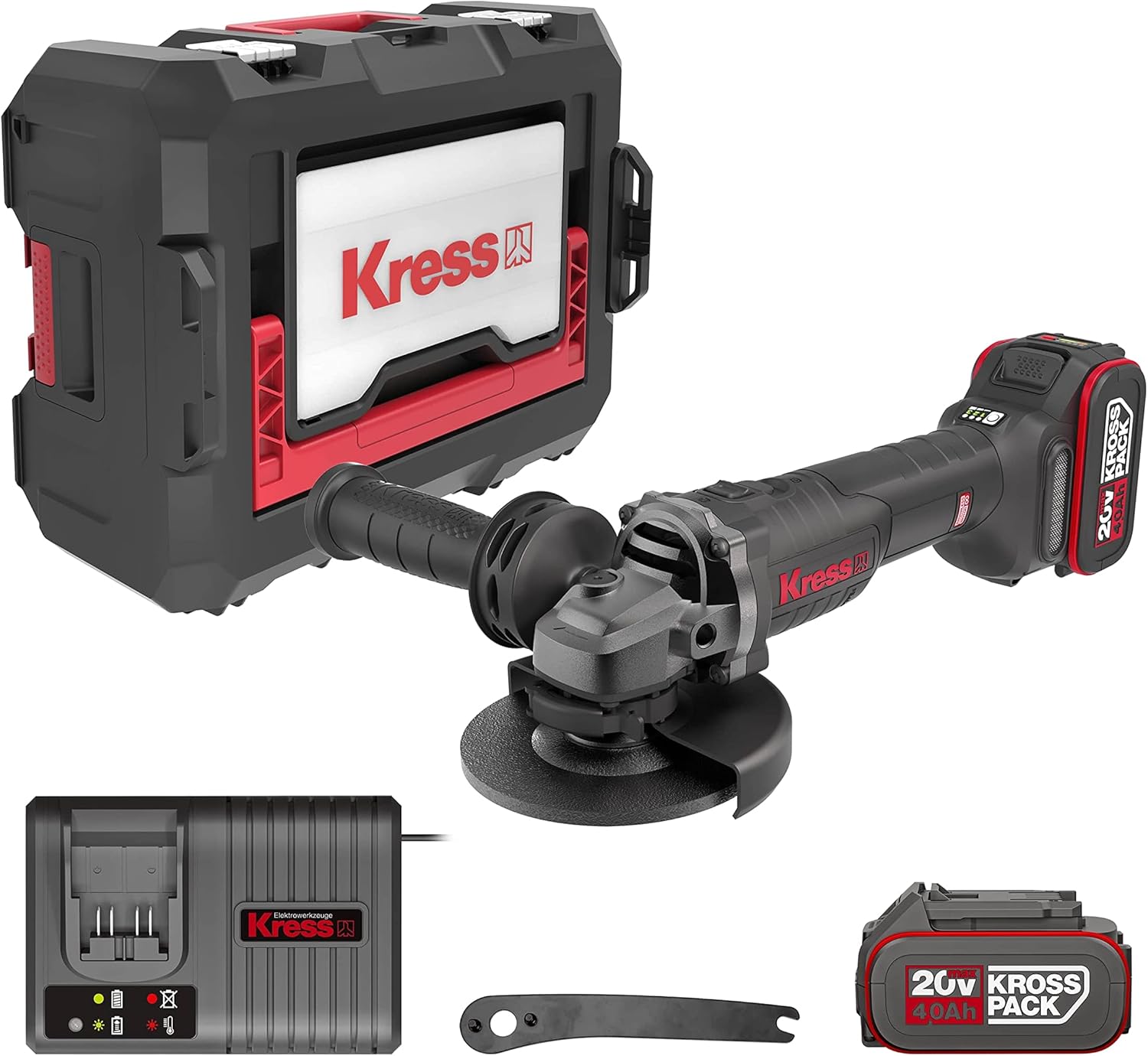 Kress KUH10.2 20Volt 4.0Ah. Li-ion Çift Akülü 125mm Kömürsüz Profesyonel Şarjlı Devir Ayarlı Avuç Taşlama