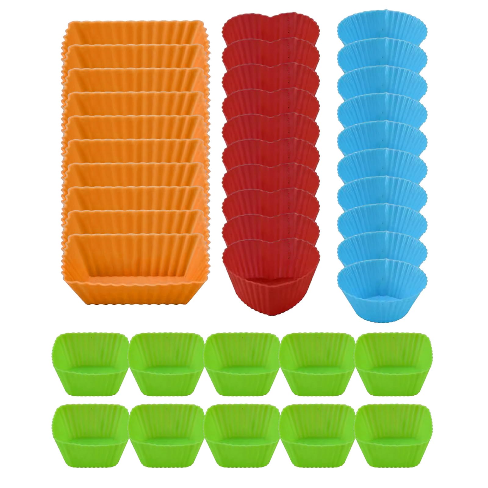 Tsophreniq 40Pcs Silicone Bakings Cups Cupcakes Liner Muffins Cake Molds Cup Nonstick Cups Bakewares Round Cake Molds