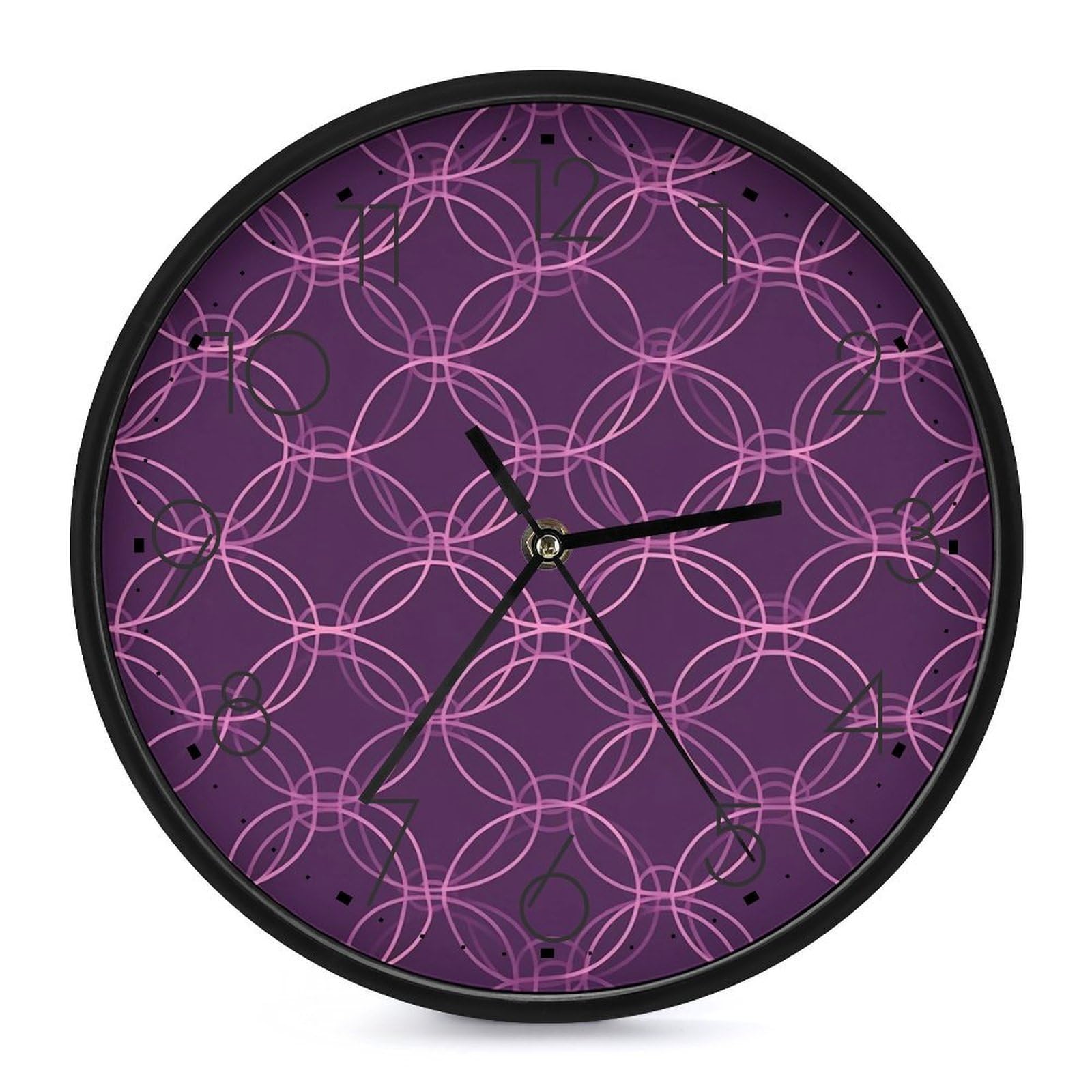 XOPEKVLAWM Wall Clock 10 Inch Non-Ticking Silent Modern Simple Style Round Decor Clocks With Purple Circle Clock Decorative Battery Operated Wall Clocks for Home Office Living Room Bedroom Kitchen