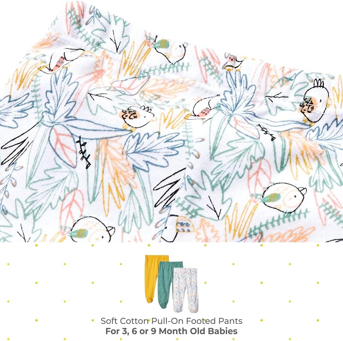 Spasilk Baby Boys' 3 Pack Cotton Pull on Footed Pants - Image 2