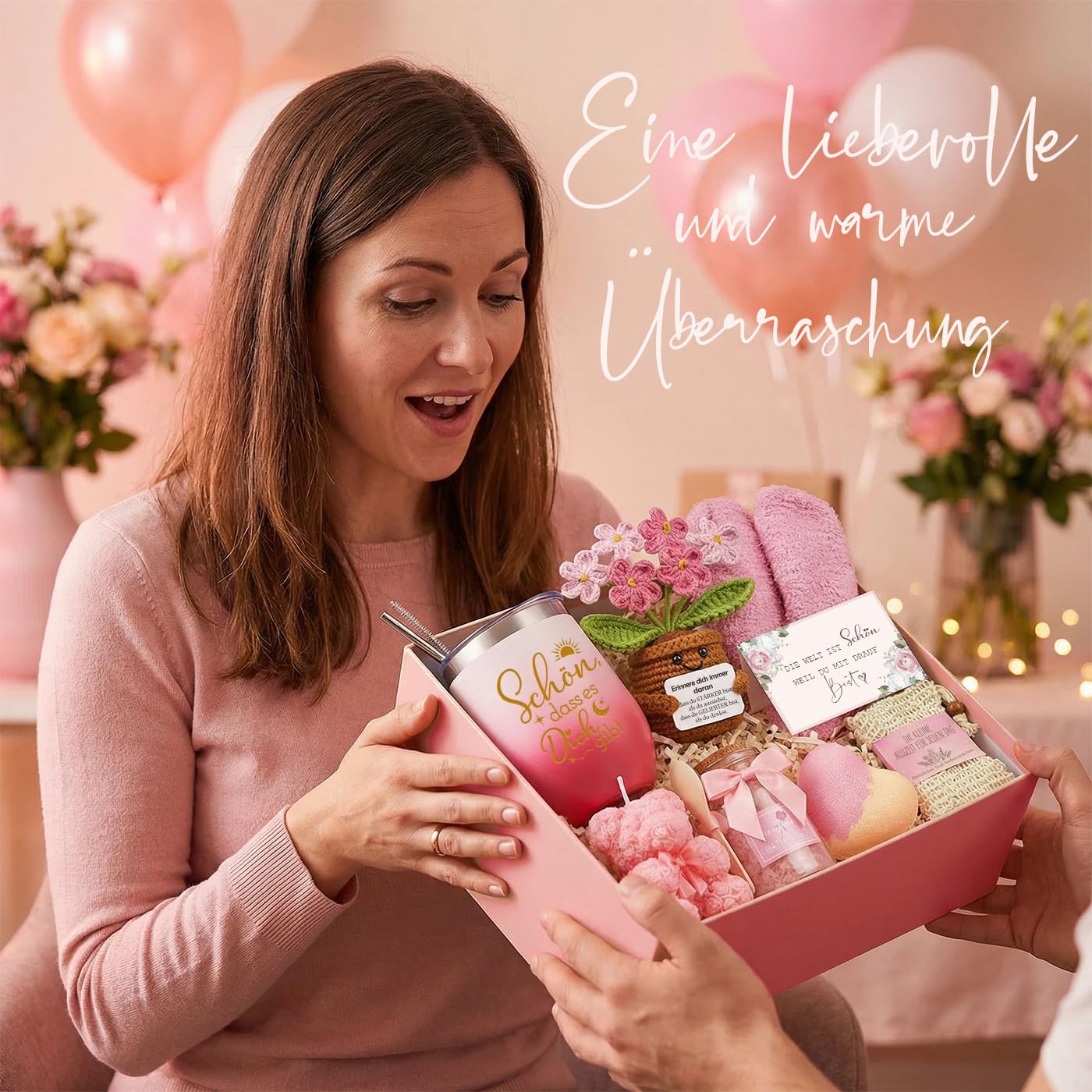 Geschenk für Frauen, Schön dass es Dich gibt Geschenkset, Danke Geschenkbox für Freundin, Schwester, Ehefrau, Mama, Kollege, Mutter Inspirierende Geschenke Geschenkidee für Geburtstag