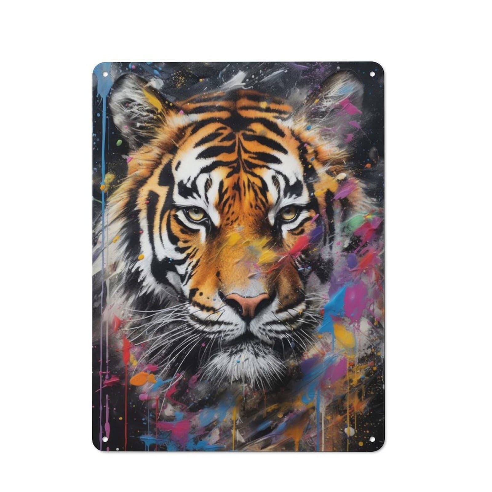 For Café Or Restaurant, Tiger Walking in Paint Vintage Metal Sign 40x30cm, for Vintage Wall Decor Fans, for Cafés, Pubs And Restaurants