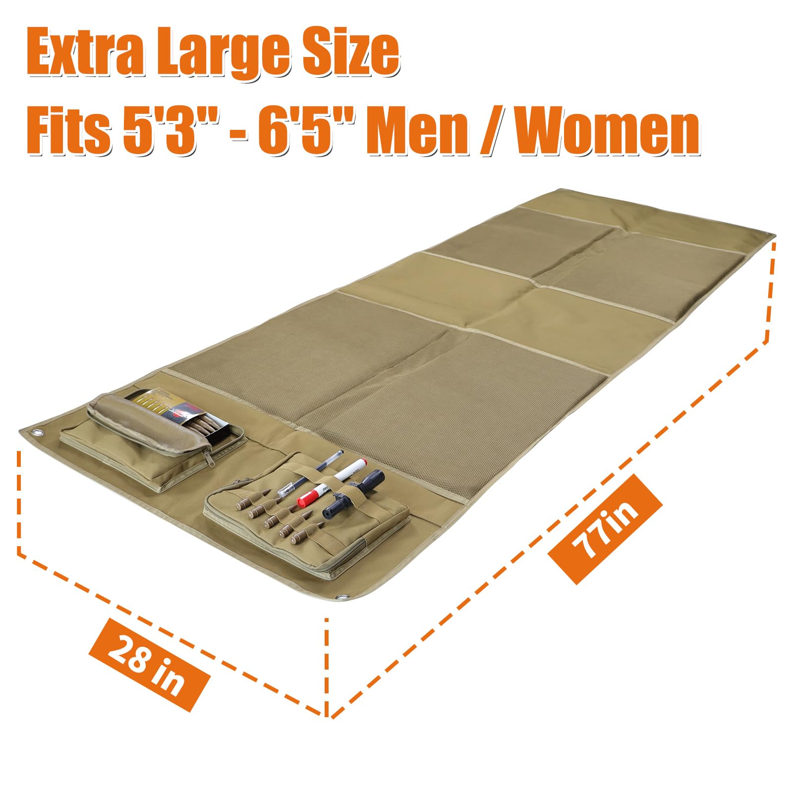 Tapete de Tiro, Extra Grande, portátil, Acolchado, táctico, Antideslizante, Impermeable, Enrollable con Bolsillos, Soporte para bípodes, Molles para Campo de Tiro y Caza | Táctico antideslizante, enrollable con bolsillos, soporte para bípodes, Molles para