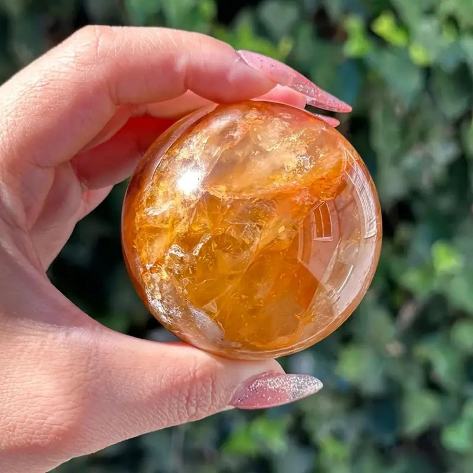Bola de Cristal de Flor de Goma Amarilla Natural con Base de Madera para meditación, adivinación, cámara, sesión de Fotos, decoración artística para el hogar y la Oficina,7.5~8cm