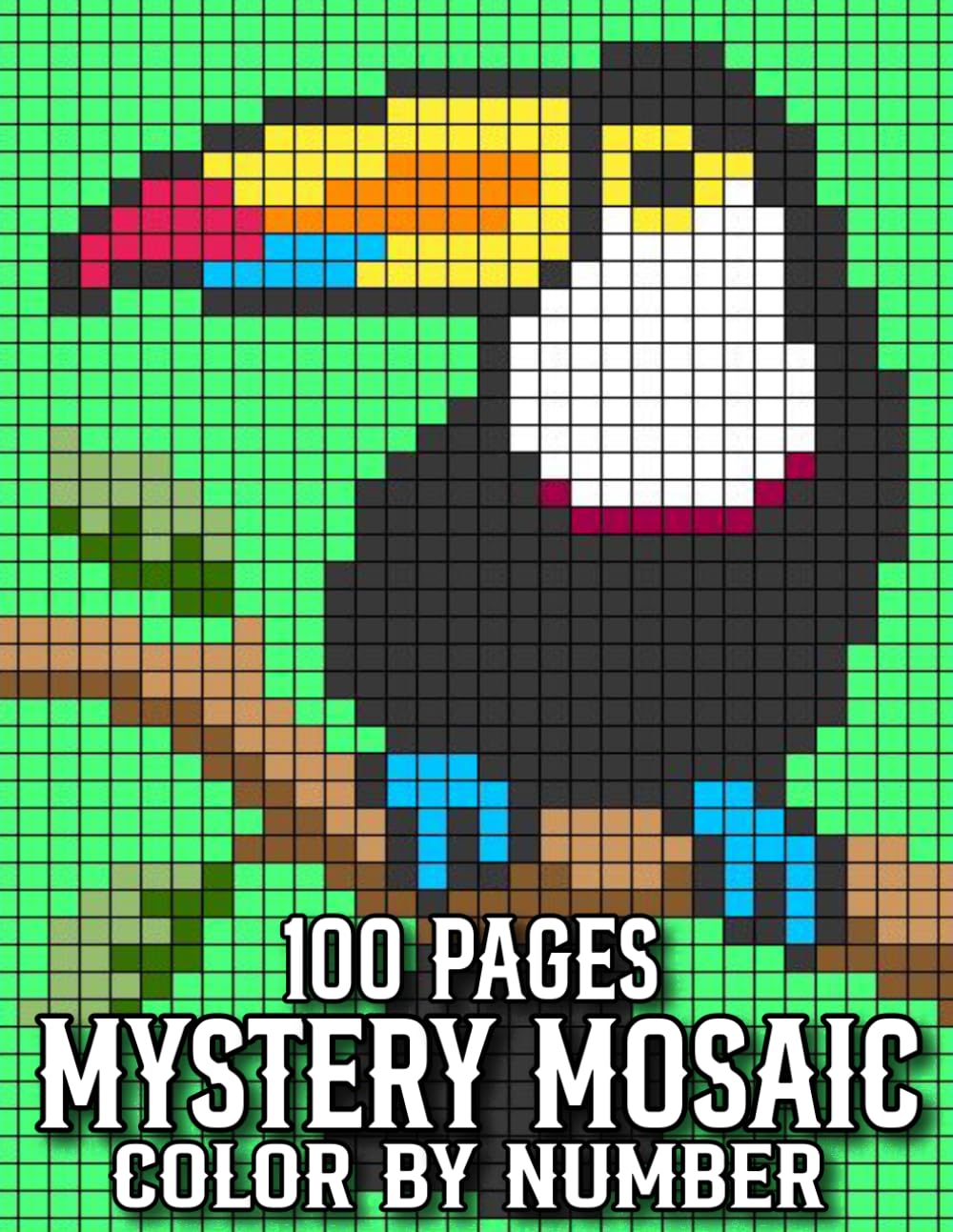 100 Pages Mystery Mosaic Color By Number: Mystery Mosaic Color By Number Coloring Book For Adults And Seniors with Flower, Butterfly, Bird, Spring, ... Halloween And More (Easy 100 Coloring Pages)
