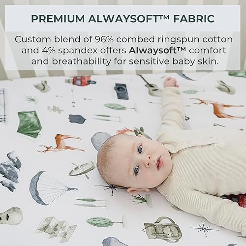Vista 2 de Pobibaby - Paquete de 2 sábanas ajustadas prémium Pack N Play para paquete estándar y juegos y mini cunas - Mezcla de algodón ultrasuave, elegante