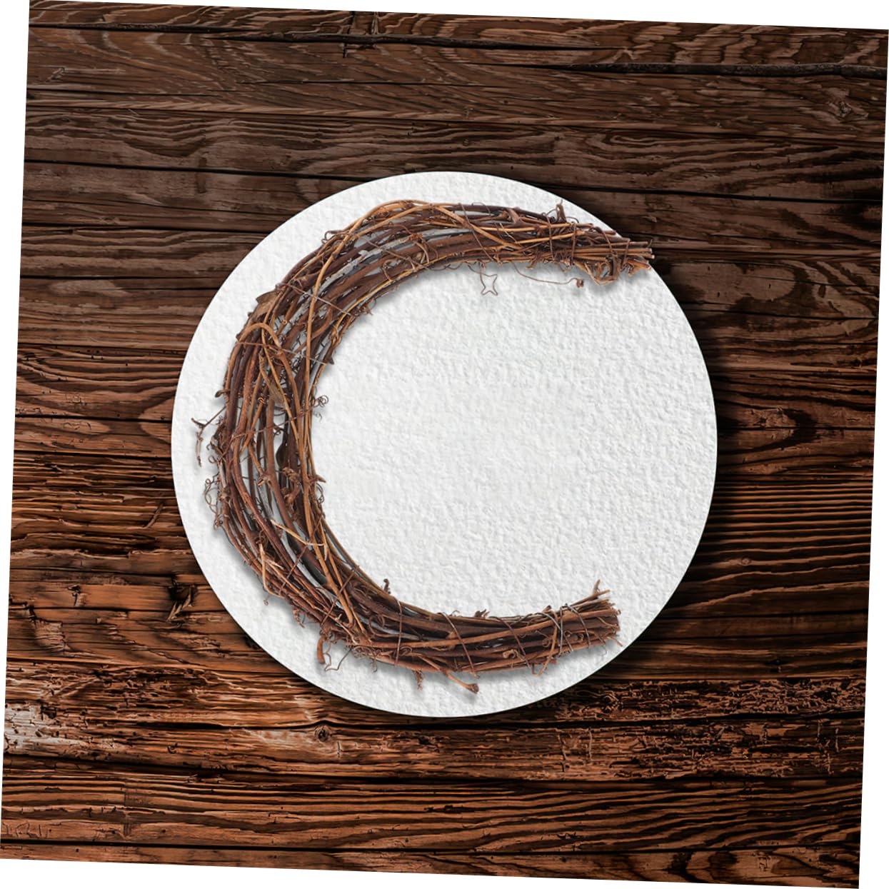 Couronne de Lune 6 Pièces en Rotin et Fer pour Décoration Intérieure | Kit DIY pour Guirlandes, Usage Festif, Style Rustique, Accessoires Inclus Fleurs, Pommes de Pin, Ruban