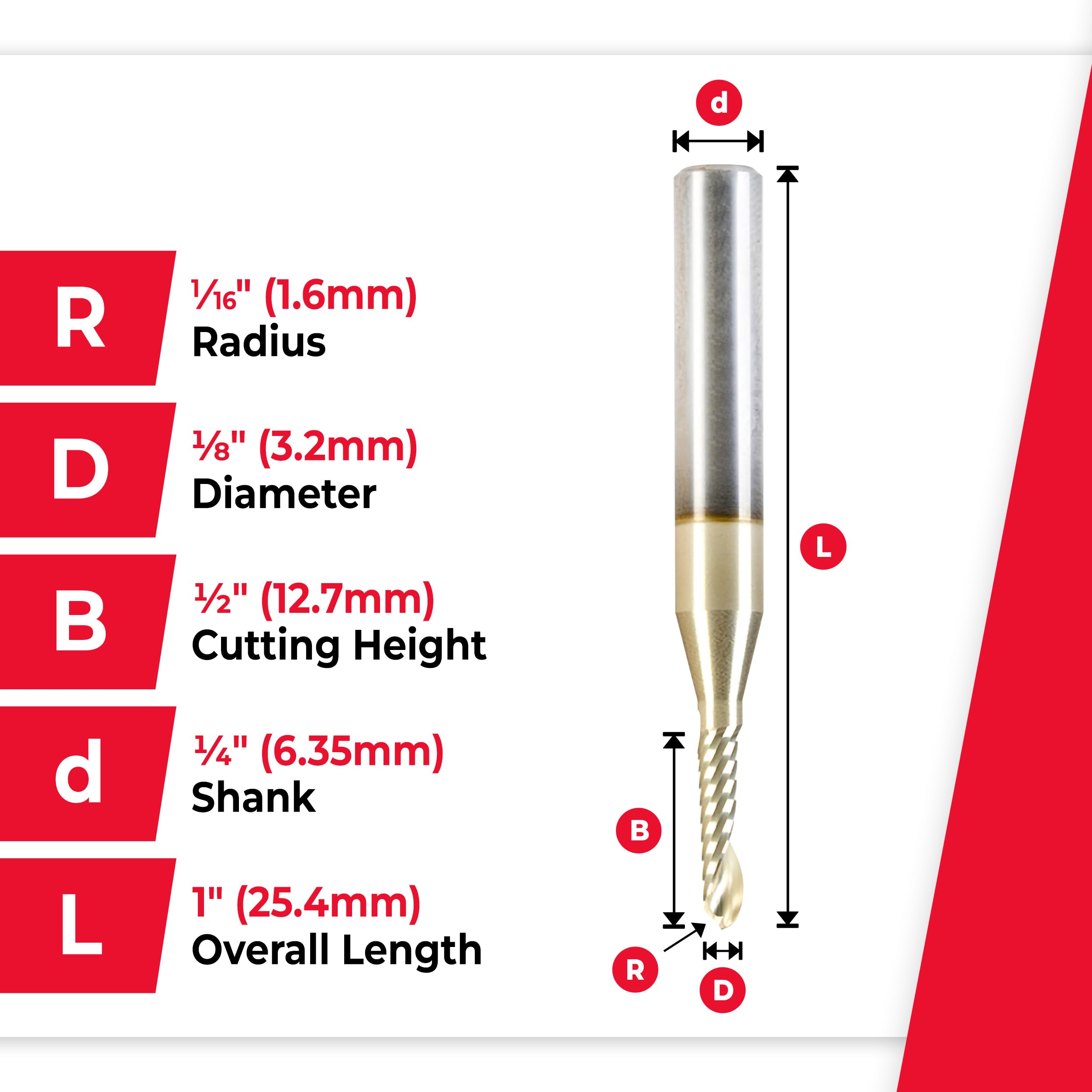 Amana Tool 51876-Z CNC SC Spiral O Single Flute Ball Nose