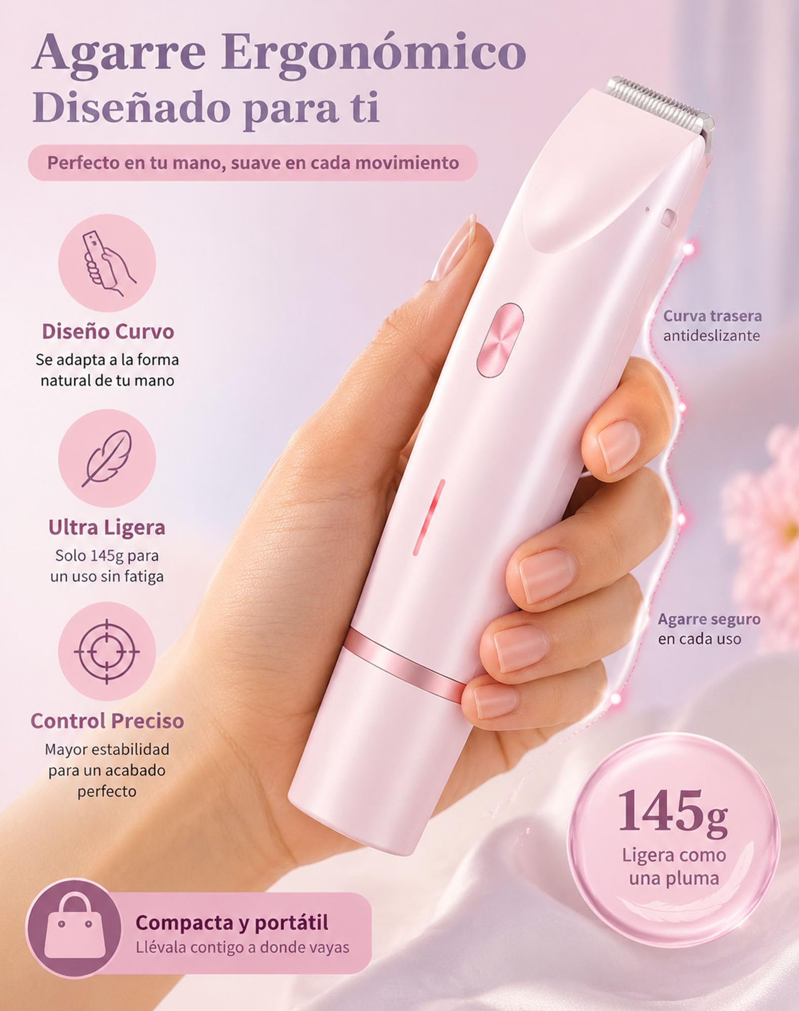 Razerly — Maquinilla 2 En 1 Para Bikini Y Cuerpo Razerly, IPX7 100% Waterproof Para Wet and Dry Use, Razerly Maquinilla Mujer 2 En 1 Con Cabezal Antirritación Para Resultado Suave Y Duradero (Morado)