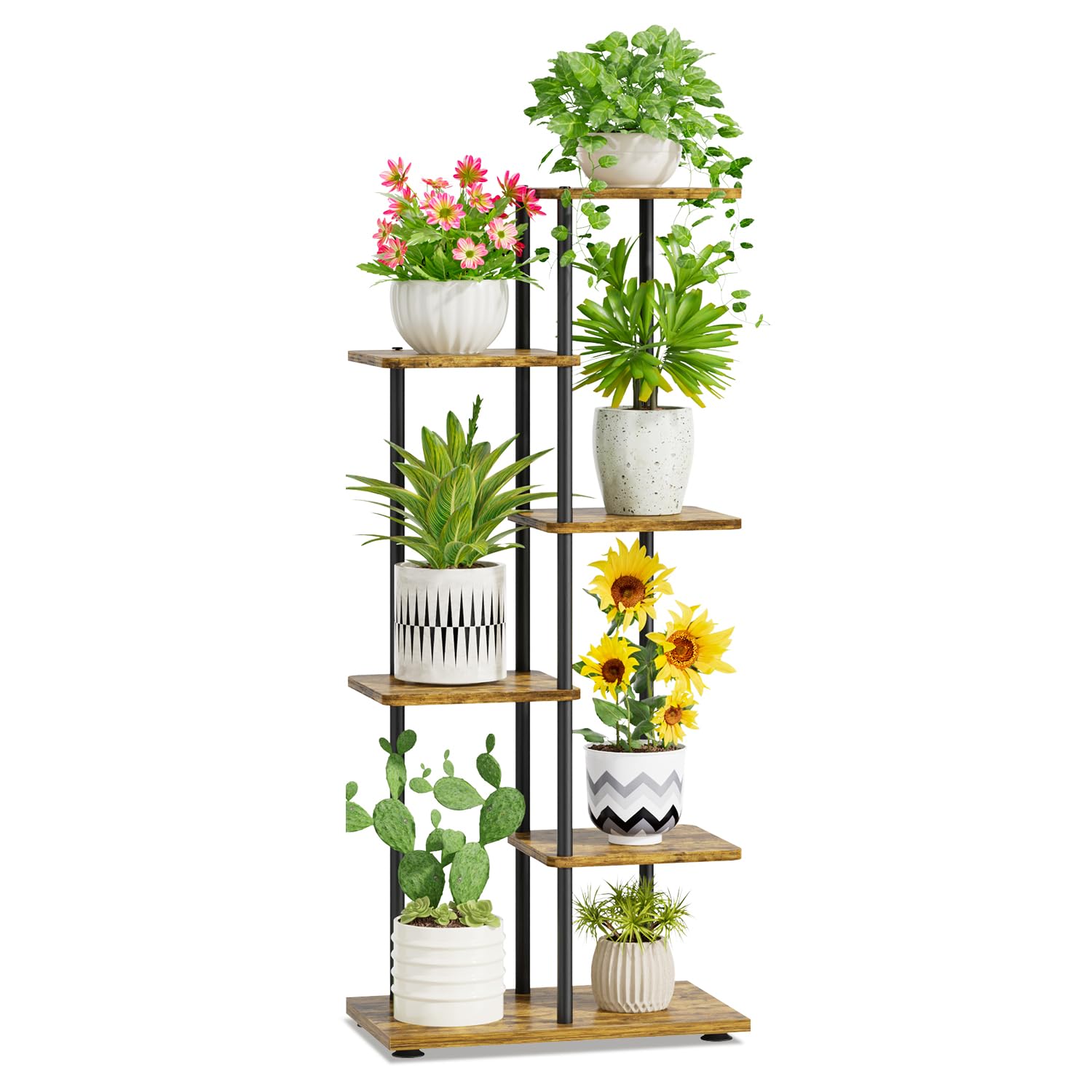 iDavosic.ly Pflanzenständer, Blumenständer, 5 Etagen, 106 cm, Schwarz-Braun
