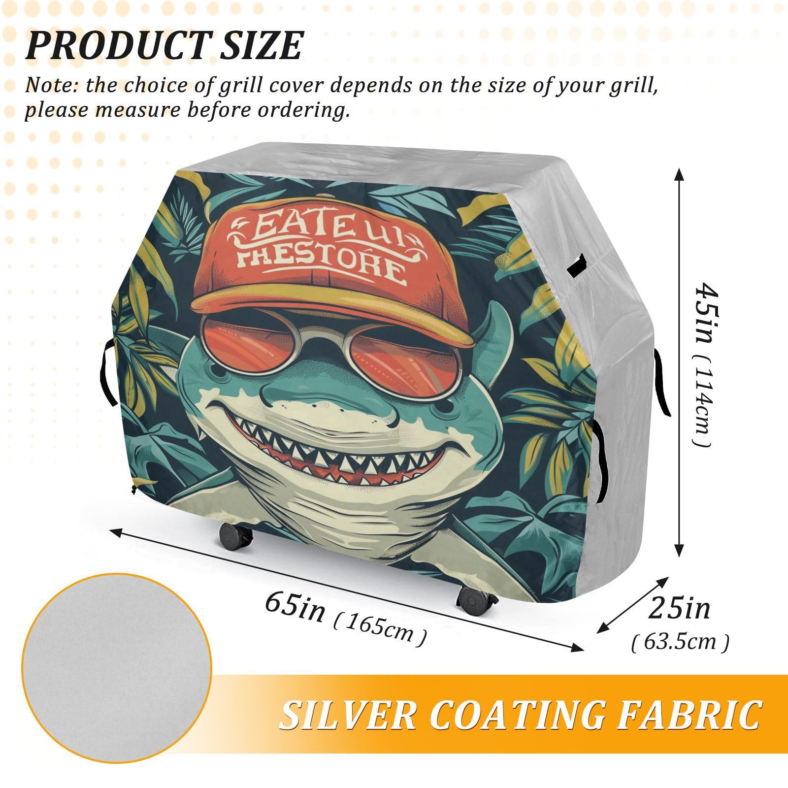 Funda para parrilla de barbacoa para parrilla al aire libre, impermeable, para la mayoría de las parrillas, tiburón tropical de verano
