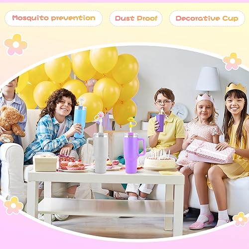 Miniatura 7 de 10 tapas de popote para copa Stanley de 30 y 40 onzas, tapas de popote en forma de vaso de silicona, puntas de popote reutilizables, suaves y lindas