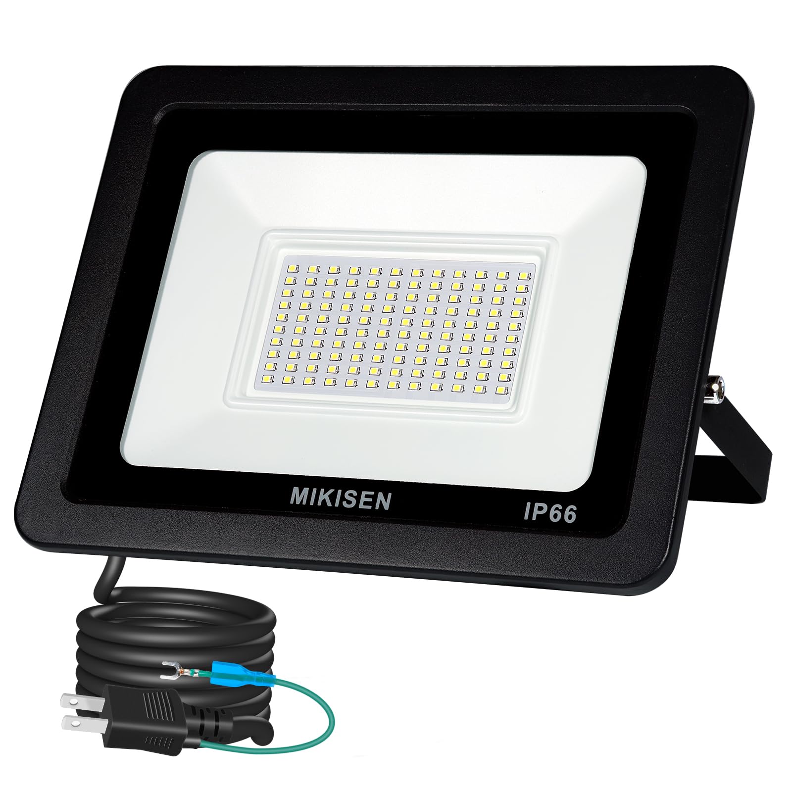 MIKISEN 【超明るい】led投光器 100W 作業灯 看板灯 昼光色 12000LM IP66防水 120°広角 100V対応 ワークライト 工事用ライト ledライト 作業灯 集魚灯 駐車場用 倉庫照明 船舶 屋内 屋外作業 6500K 1.8コード 日本語取扱説明書 1個セット