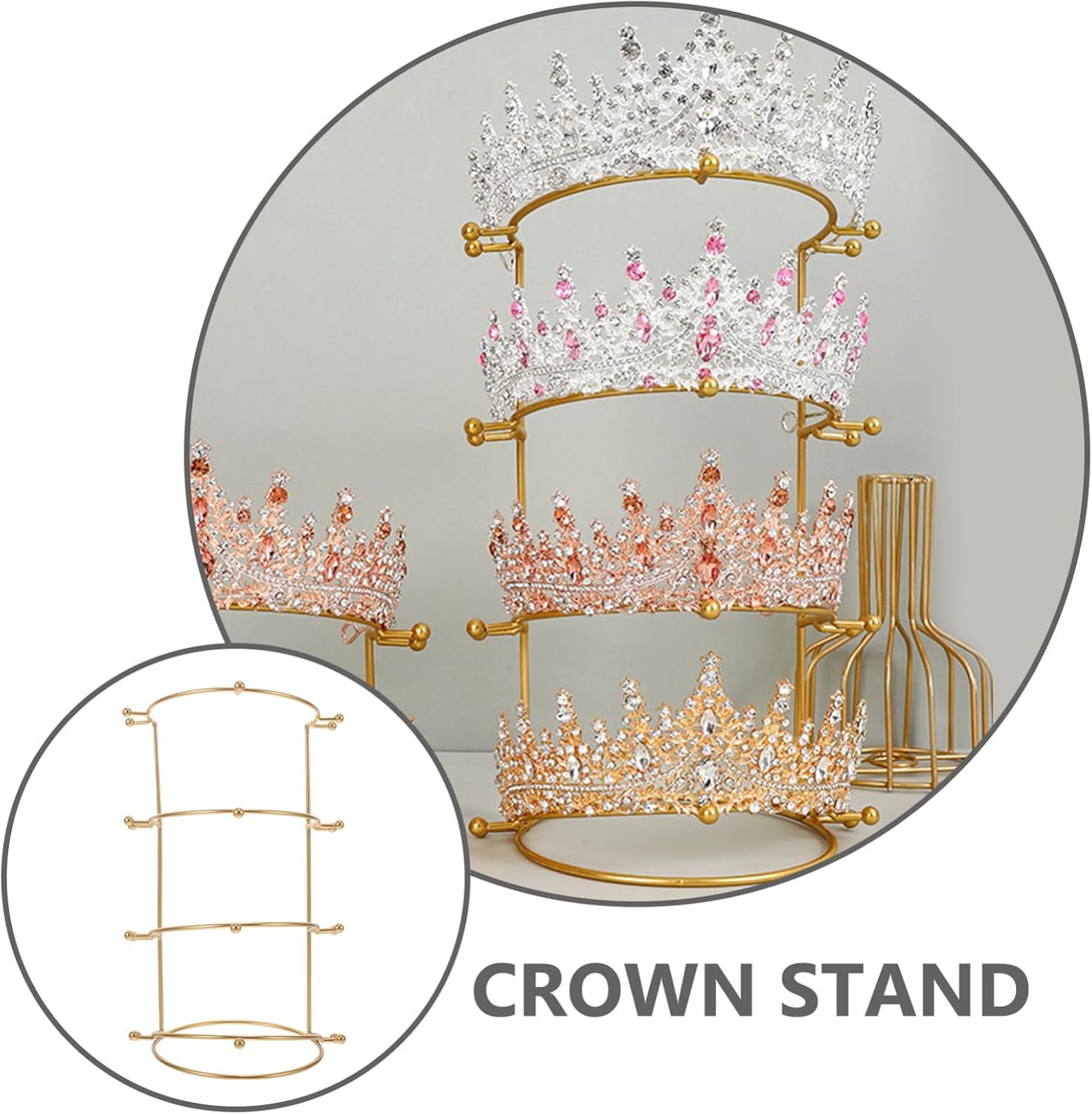 SHERCHPRY 2pcs 4-tier Bridal Crown Stand Display Rack for Jewelry Headband Holder Wedding Hair Accessories