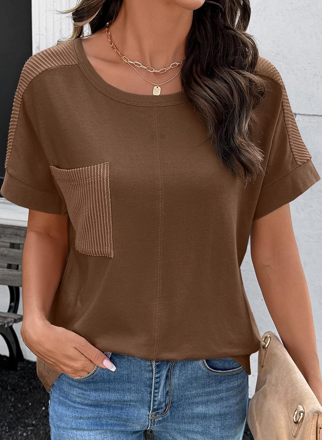 SHEWIN Women's Summer Tops Short Sleeve T-Shirts Crew Neck Casual Solid Basic Tees 2026 Clothes - Image 4